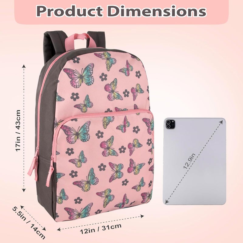 Trailmaker Fun School Backpack for Elementary Middle School Girls and Boys | 17 Inch Printed Backpacks for School Kids, Travel (Big Bold Butterflies) - Image 5